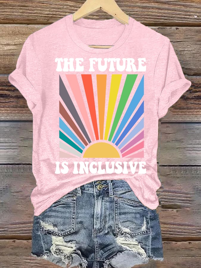 Women's Pride Month Rainbow Print T-Shirt