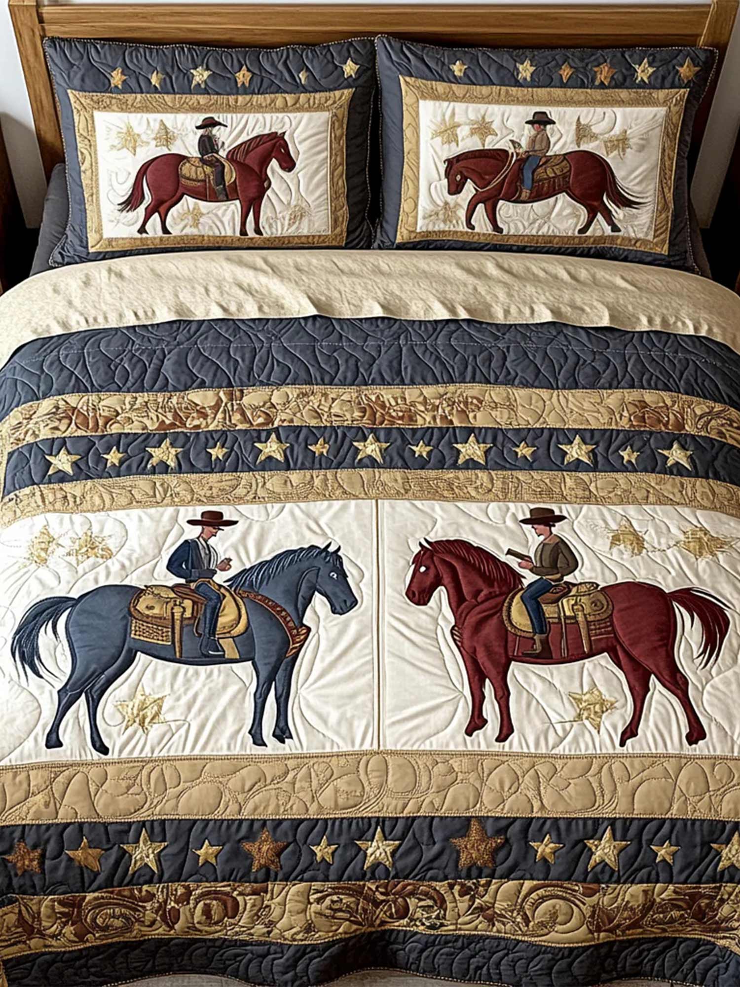 Cowboy Elegance 3-Piece Quilted Bedding Set