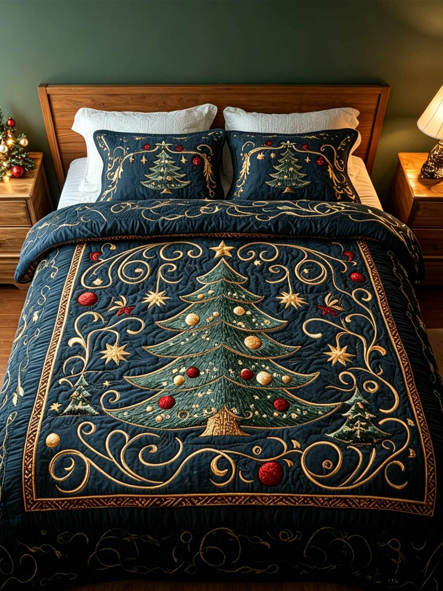 Winter Wonderland PinesQuilted Bedding Set
