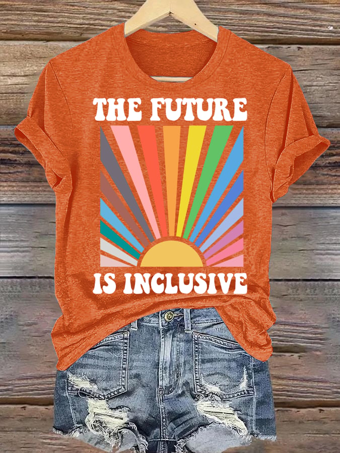 Women's Pride Month Rainbow Print T-Shirt