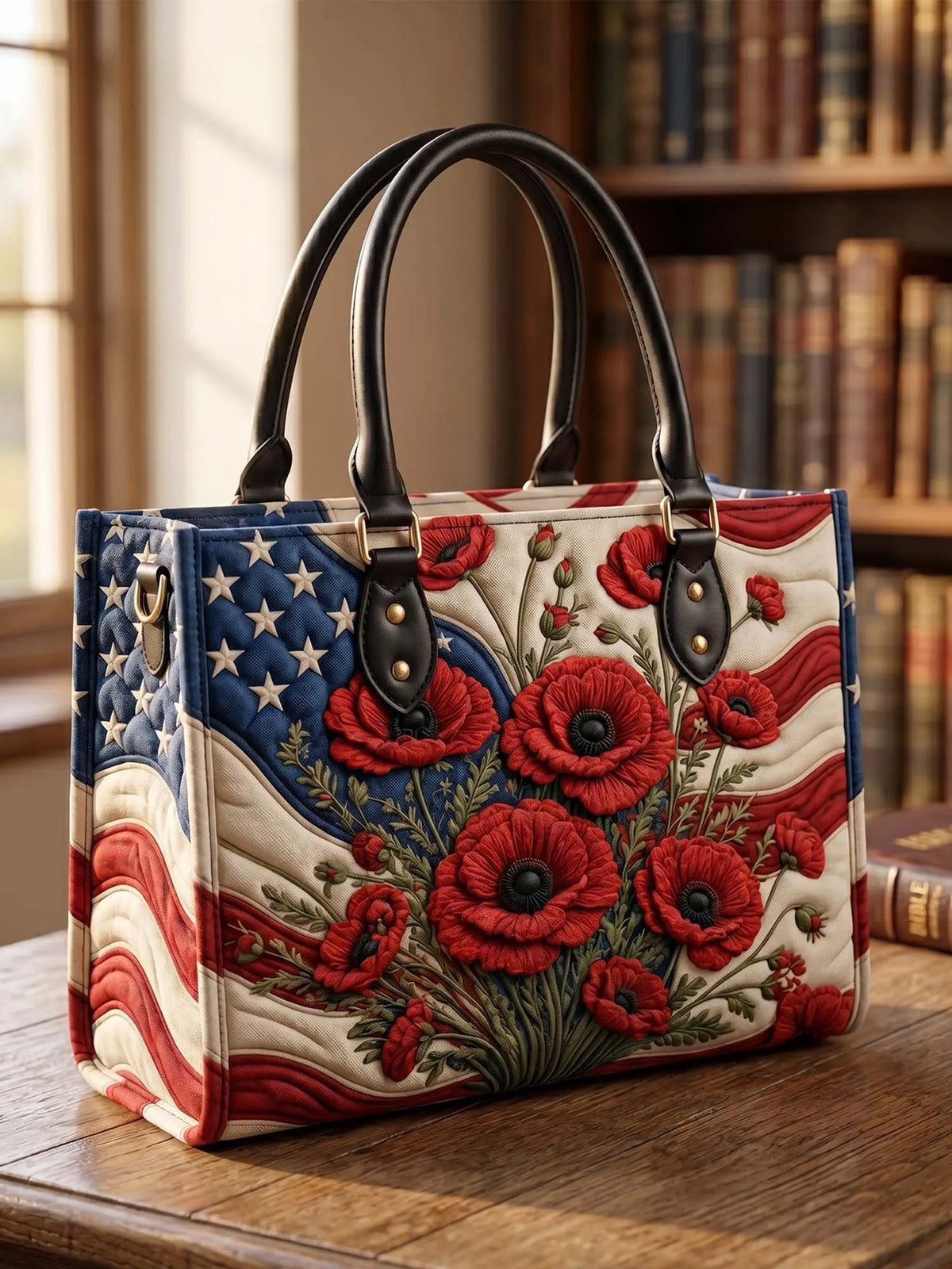 Patriot Petal Quilted Leather Strap Bible Handbag