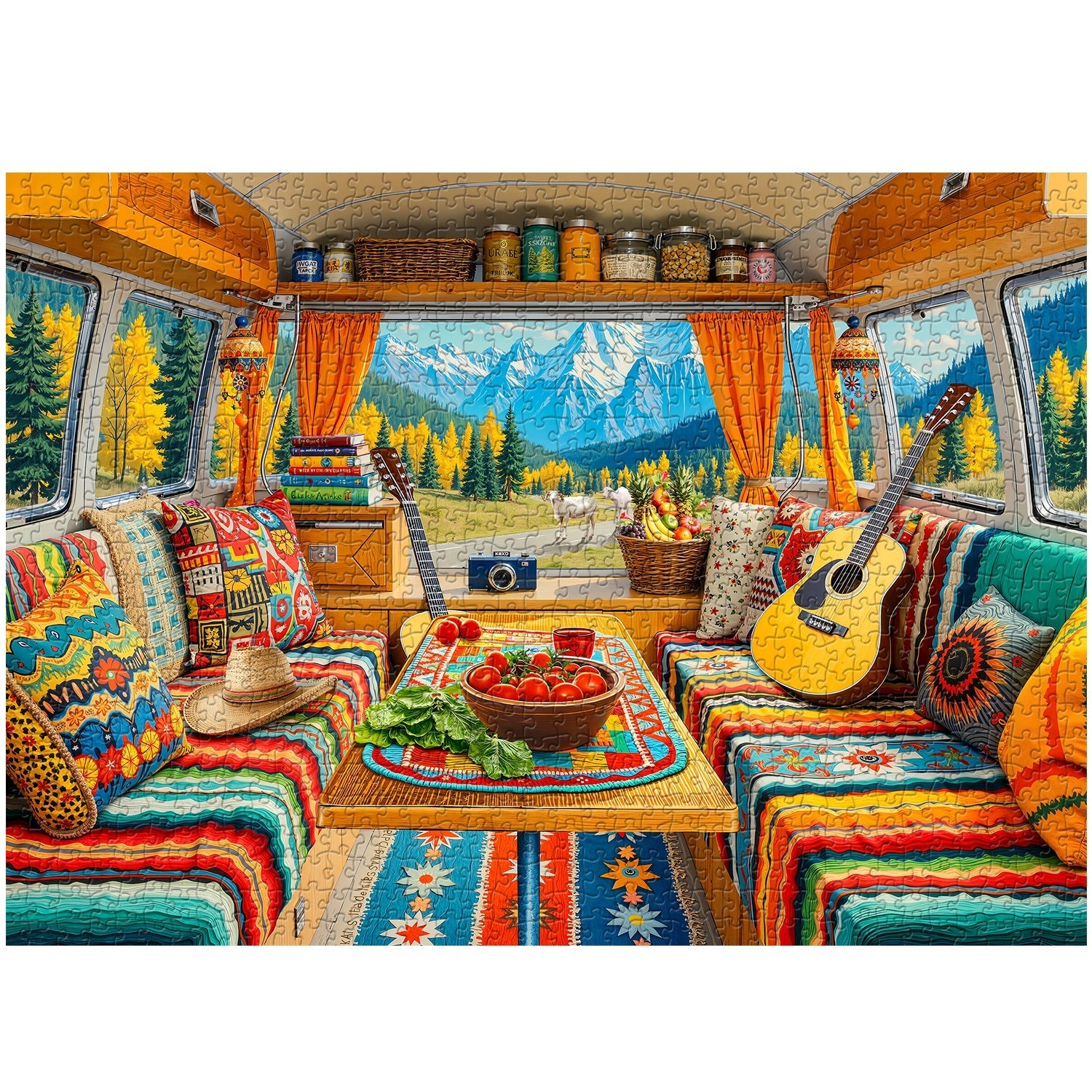 Boho Mountain Camper Jigsaw Puzzle 1000 Pieces
