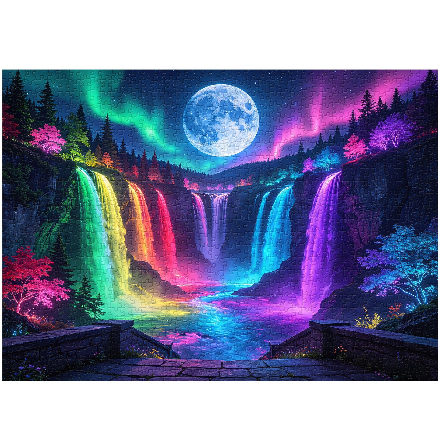 Moonlit Rainbow Falls Jigsaw Puzzle 1000 Pieces