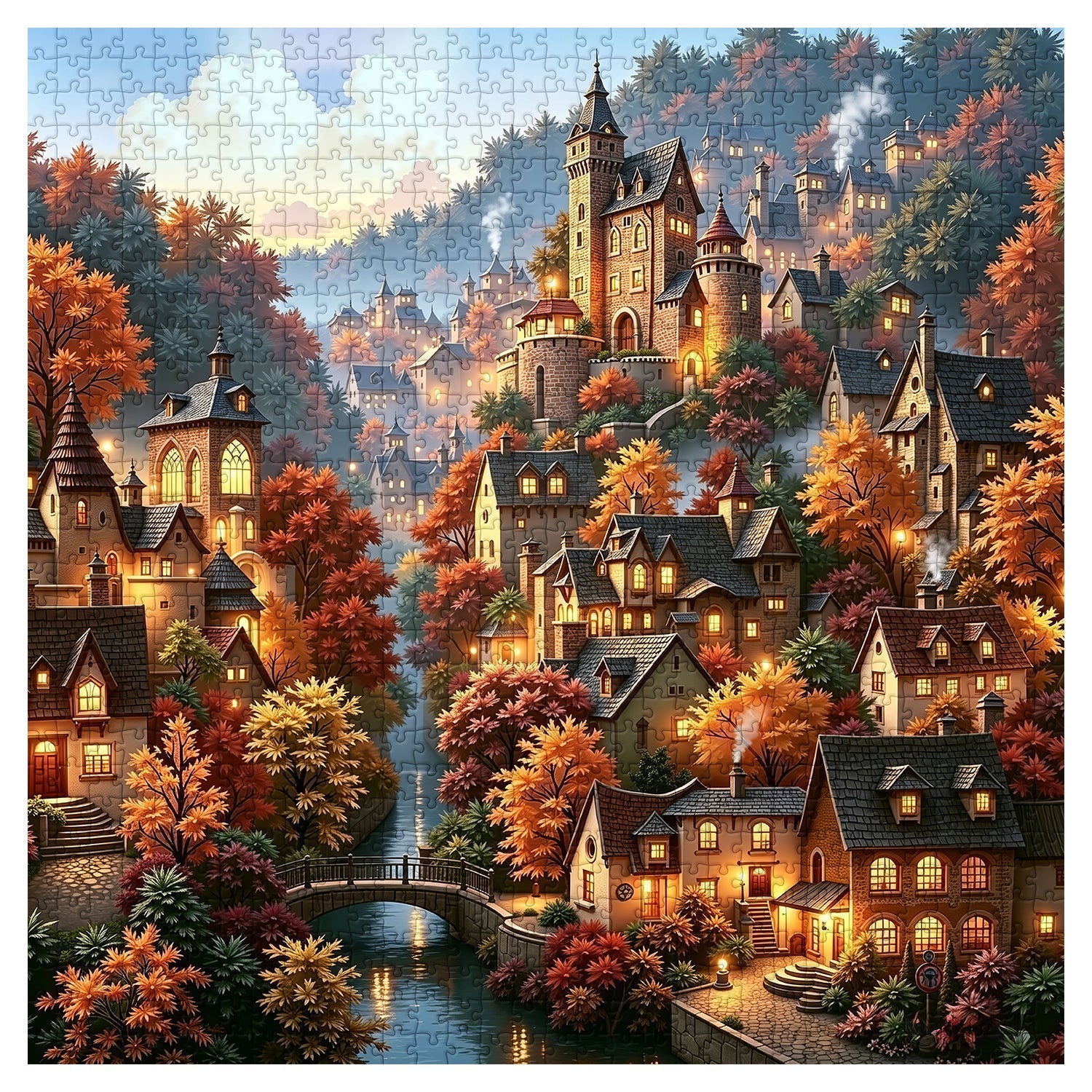 Autumn Mountain Hamlet Jigsaw Puzzle 1000 Pieces