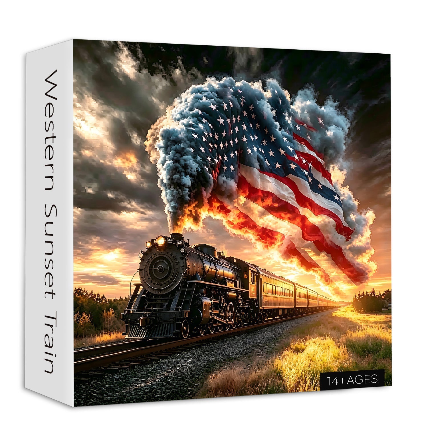 Western Sunset Train Jigsaw Puzzle 1000 Pieces