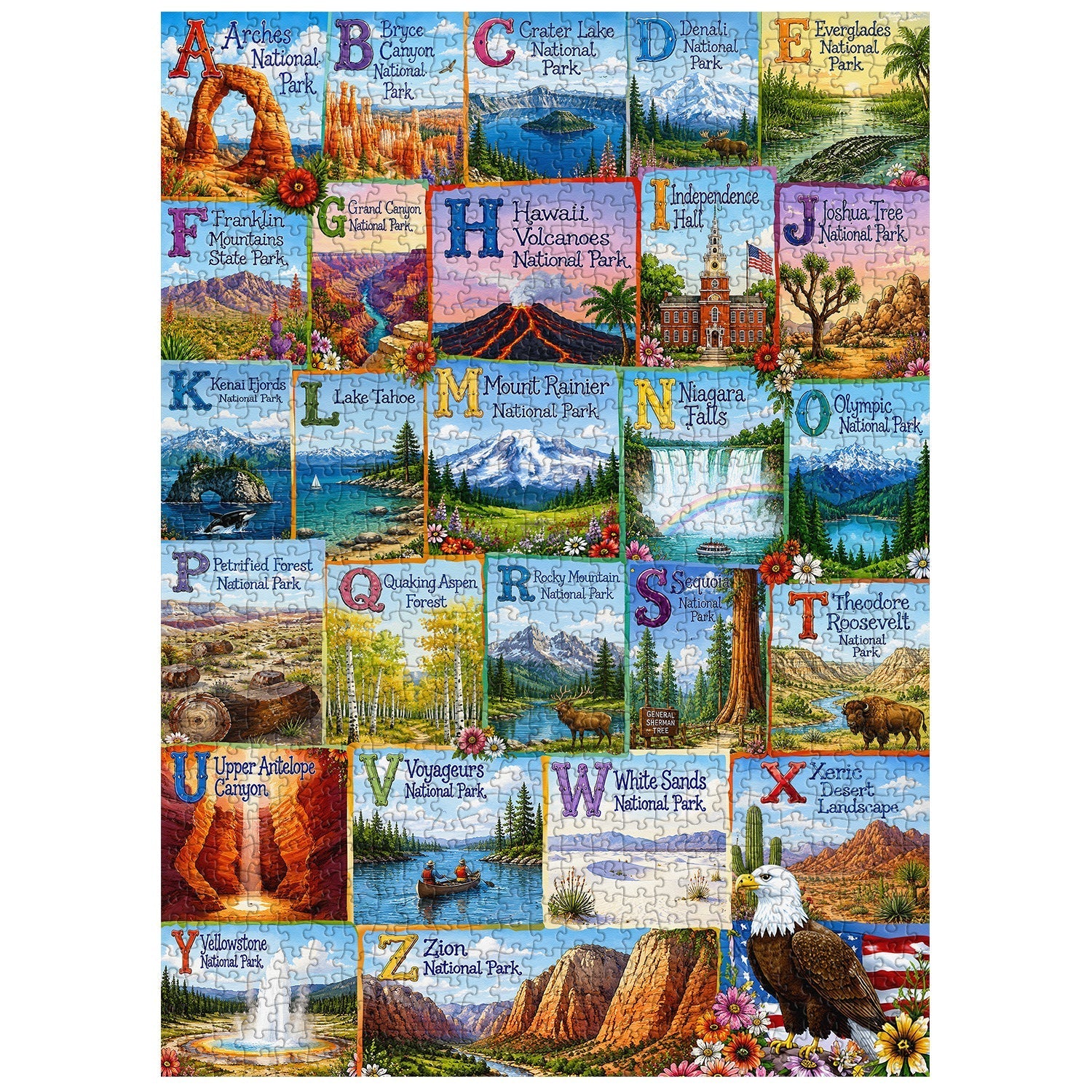 National Park Alphabet Jigsaw Puzzle 1000 Piece