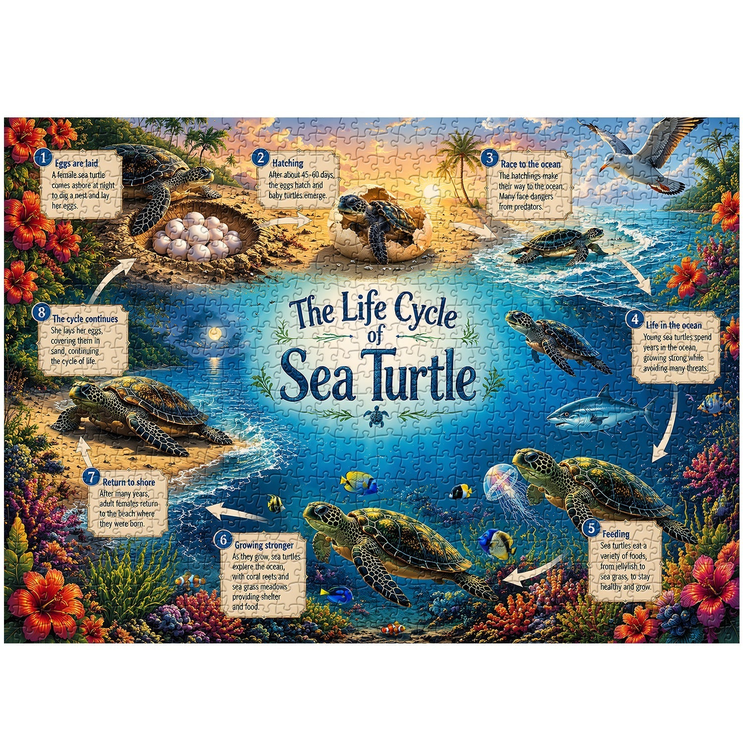 Sea Turtle Life Journey Jigsaw Puzzle 1000 Pieces