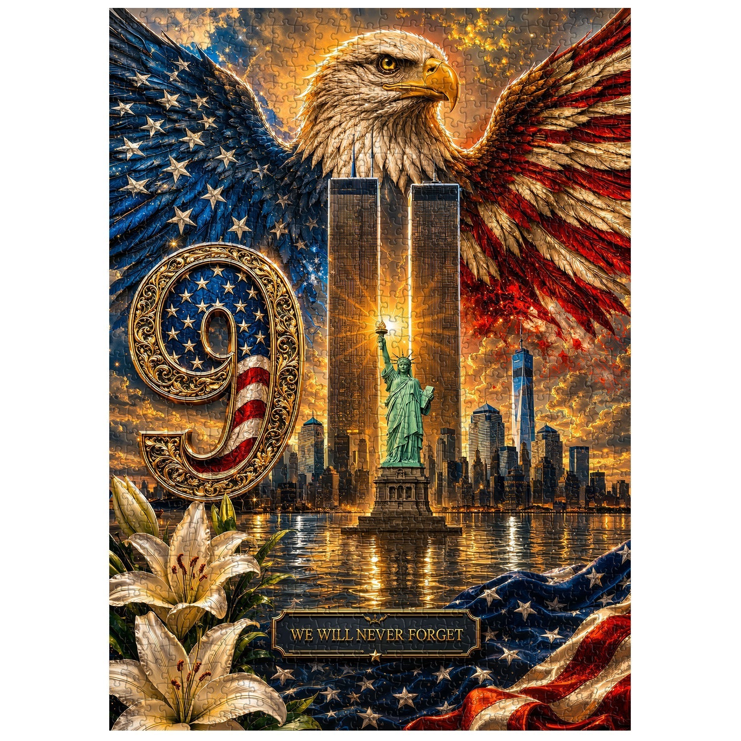 Never Forget 9/11 Jigsaw Puzzle 1000 Pieces