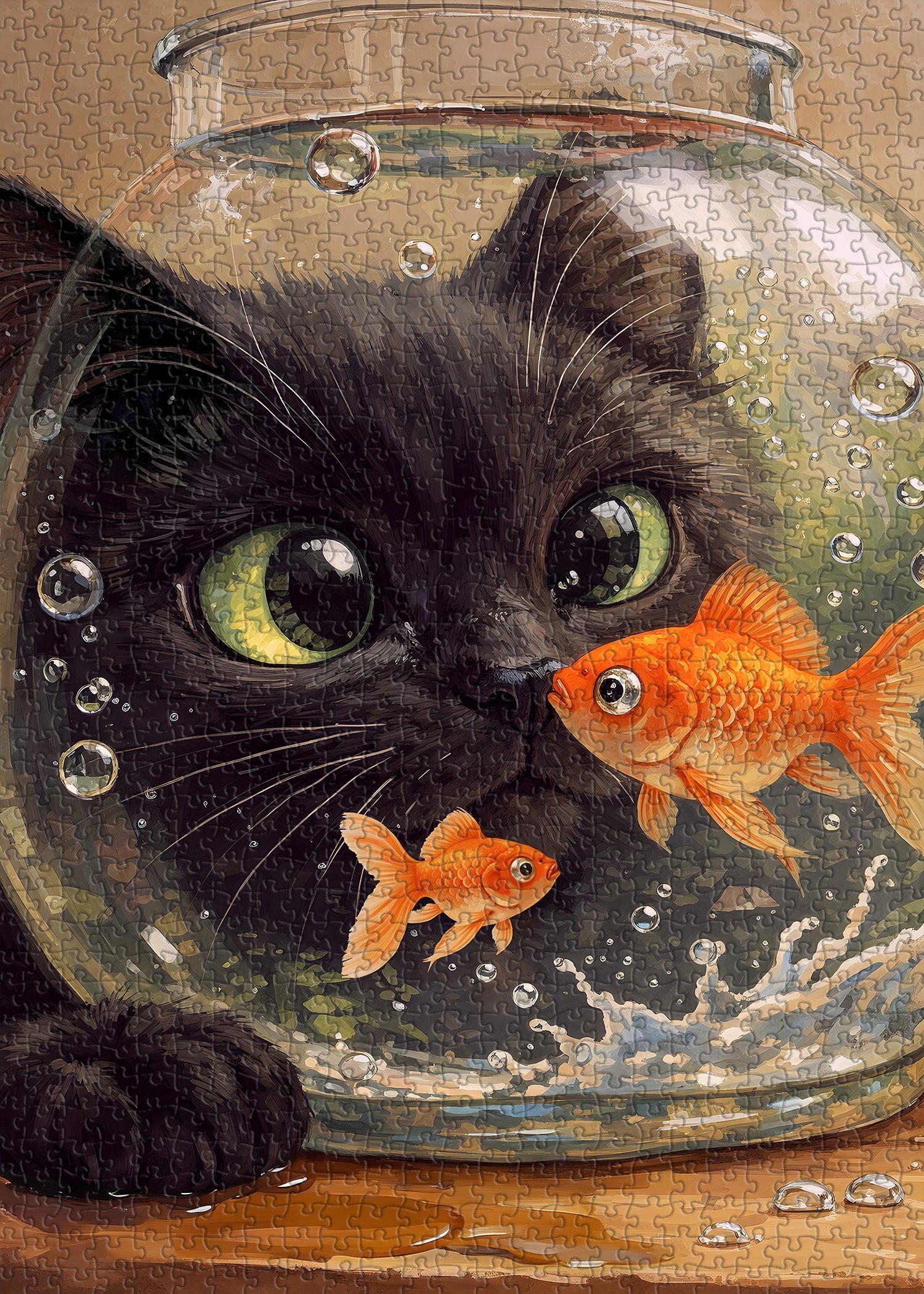 Cat and Goldfish Jigsaw Puzzle 1000 Pieces