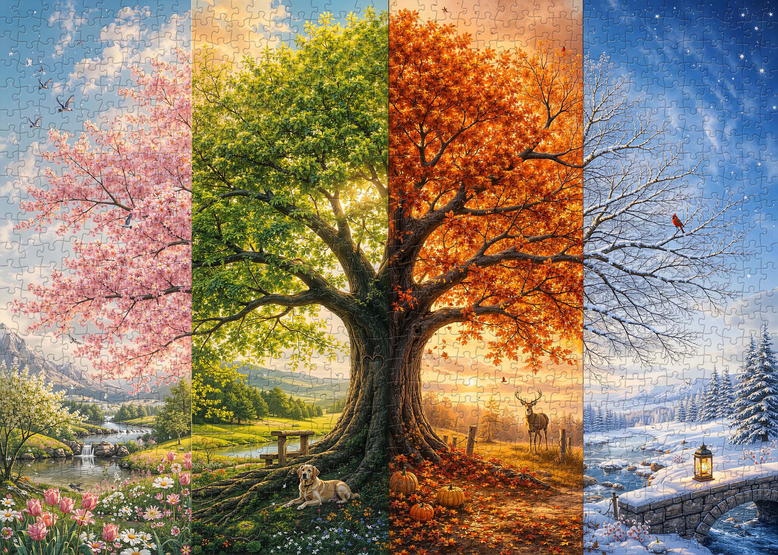 Four-Season Tree Jigsaw Puzzle 1000 Piece