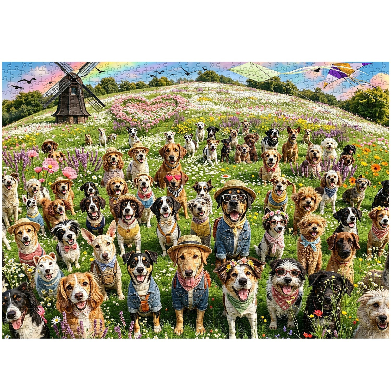 Dogs & Wild Blooms Jigsaw Puzzle 1000 Piece