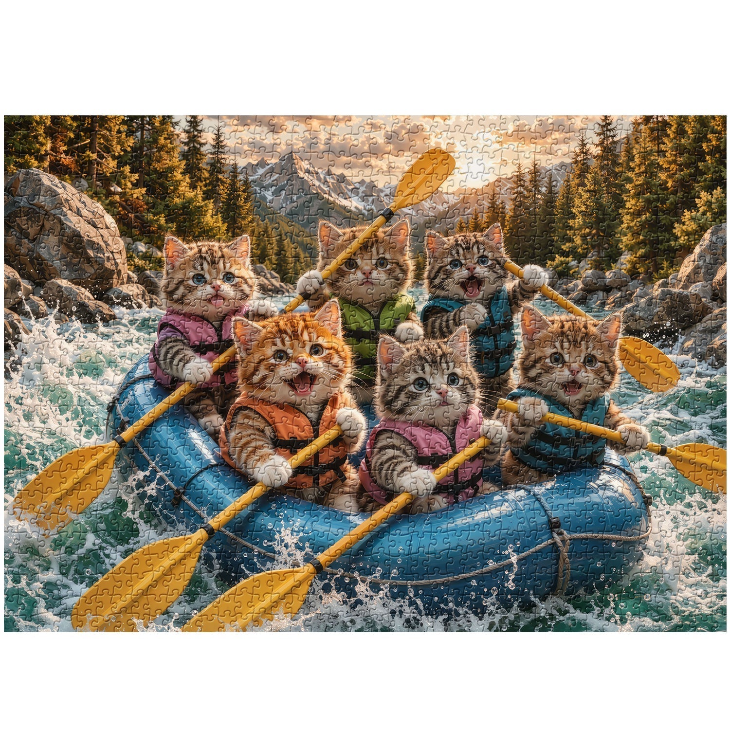 Rafting Kittens Jigsaw Puzzle 1000 Piece