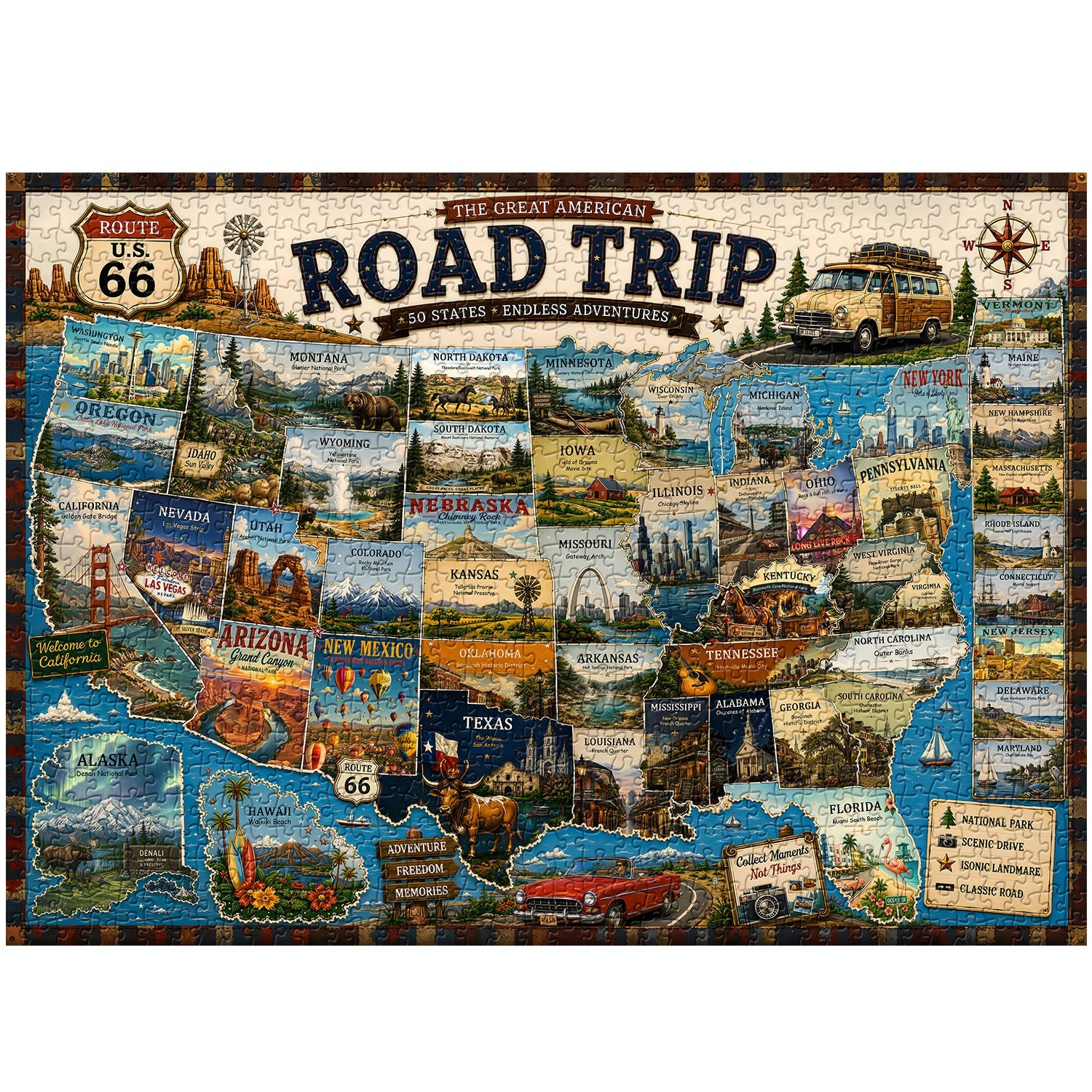 American Road Trip Jigsaw Puzzle 1000 Piece