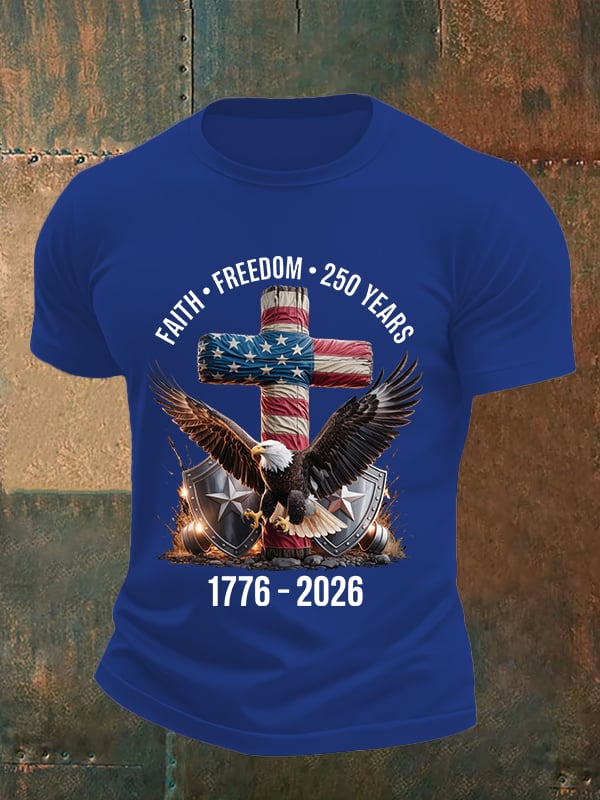 Men's Faith-Freedom-Legacy 250 years strong Print T-Shirt