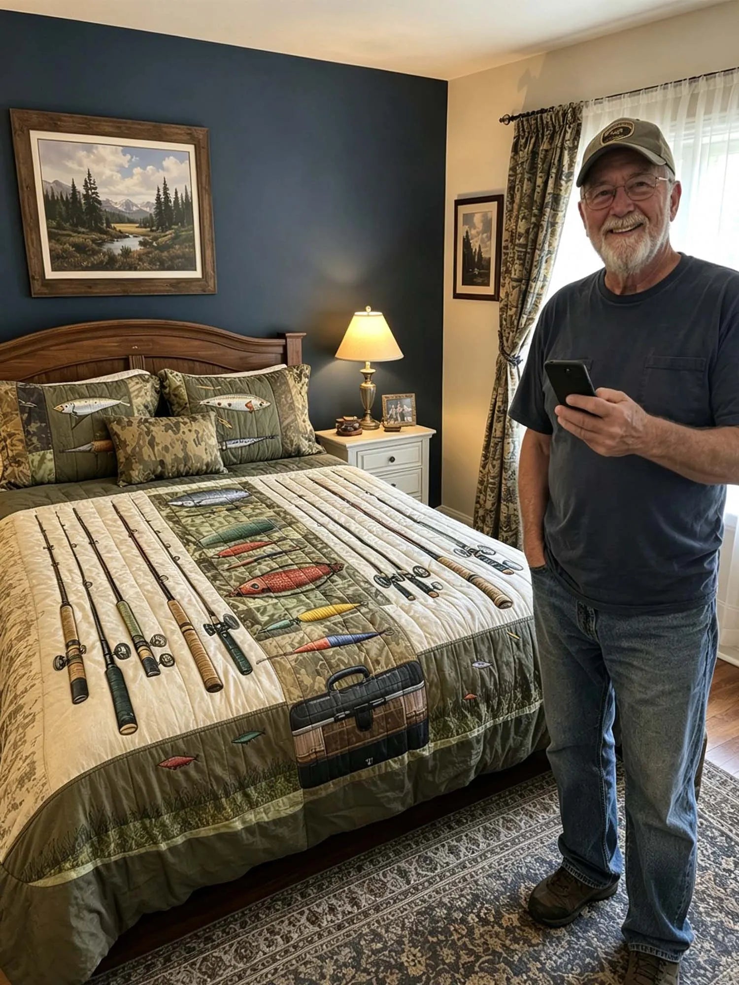 Fishing 3-Piece Quilted Bedding Set