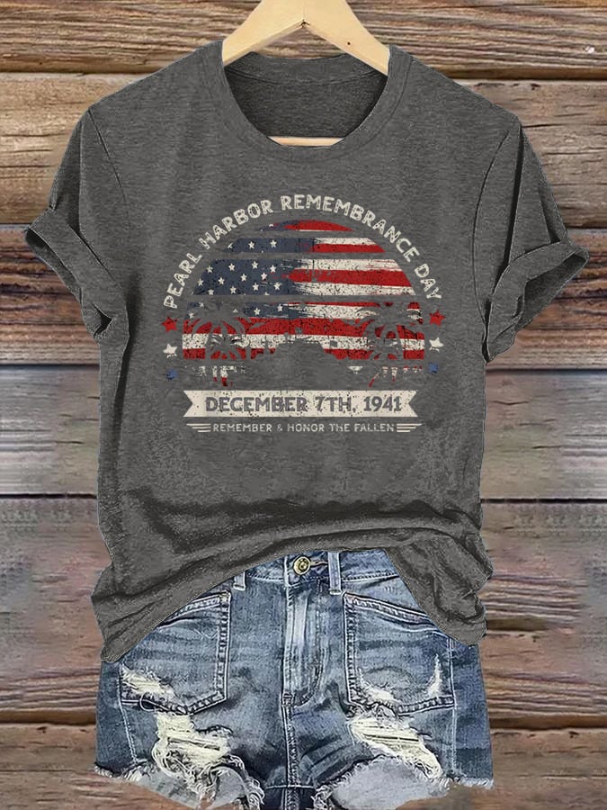 🔥Buy 3 Get 15% Off Women's Pearl Harbor Memorial Day Hawaii USA Flag Day of Infamy T-shirt