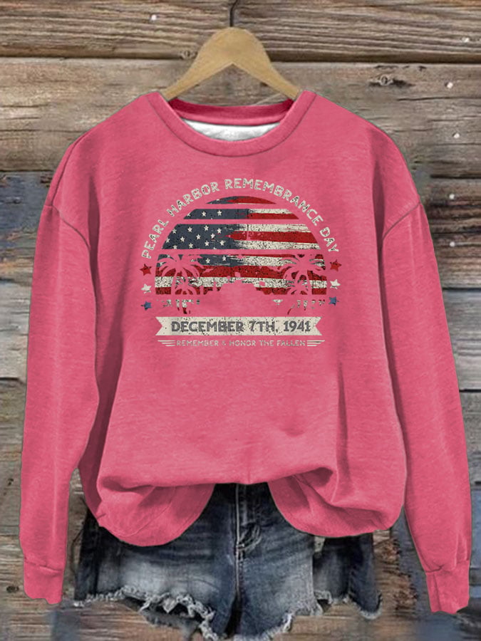 🔥Buy 3 Get 15% Off Women's Pearl Harbor Memorial Day Hawaii USA Flag Day of Infamy Sweatshirt