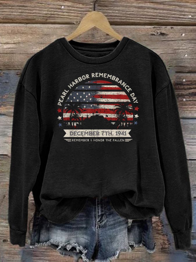 🔥Buy 3 Get 15% Off Women's Pearl Harbor Memorial Day Hawaii USA Flag Day of Infamy Sweatshirt