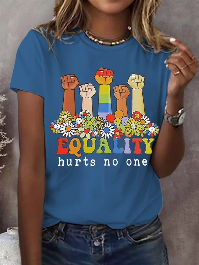 Women's Equality Hurts No One Print Round Neck T-Shirt