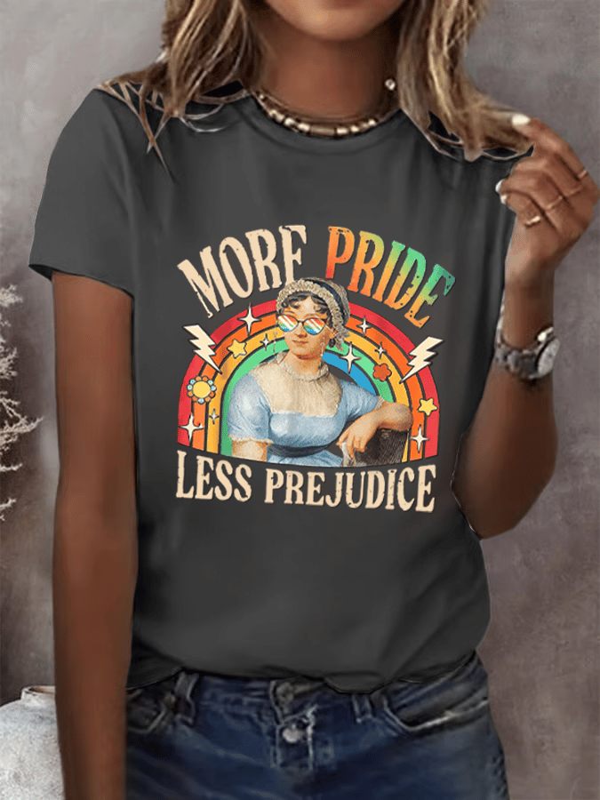 Women's Gay Month Rainbow Print Casual Crew Neck T-Shirt