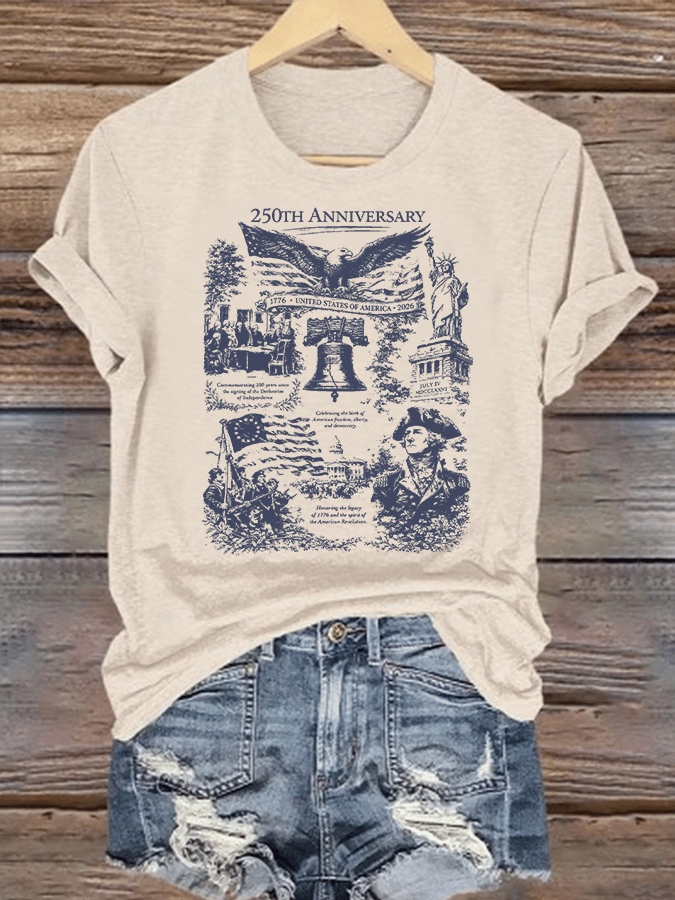 Women's Retro USA 250th Anniversary Print T-Shirt