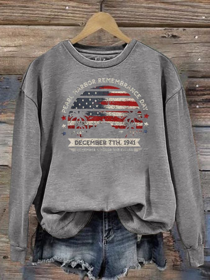 🔥Buy 3 Get 15% Off Women's Pearl Harbor Memorial Day Hawaii USA Flag Day of Infamy Sweatshirt