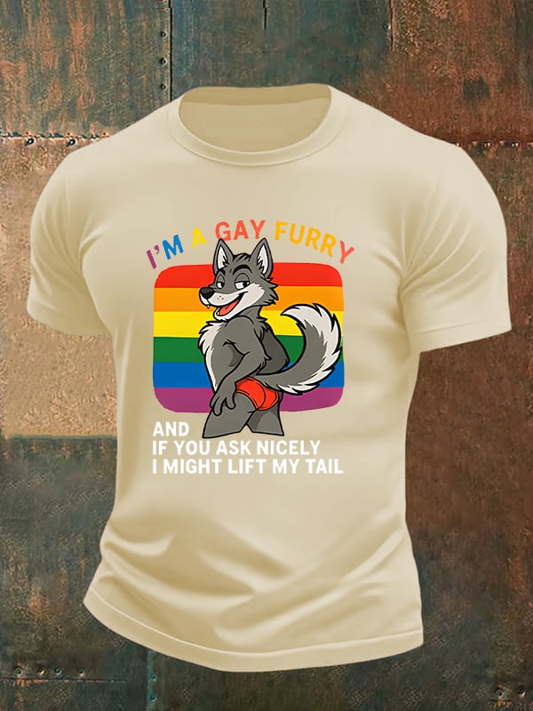 Men's I'm a gay furry Funny LGBTQ Pride Month Shirt