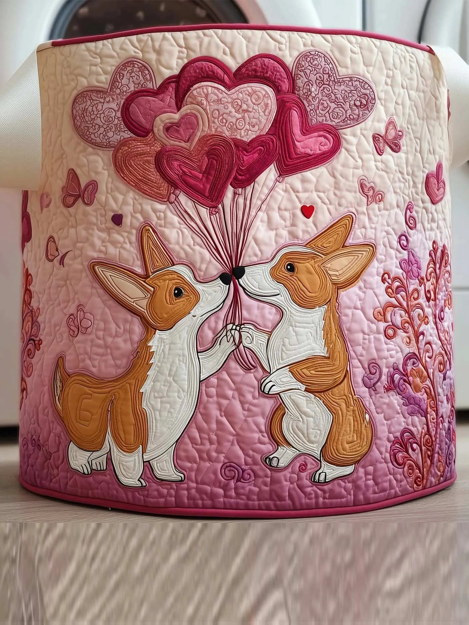 Balloon Corgis Quilted Laundry Basket