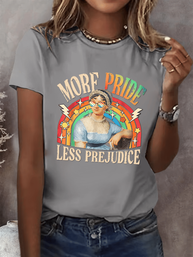 Women's Gay Month Rainbow Print Casual Crew Neck T-Shirt