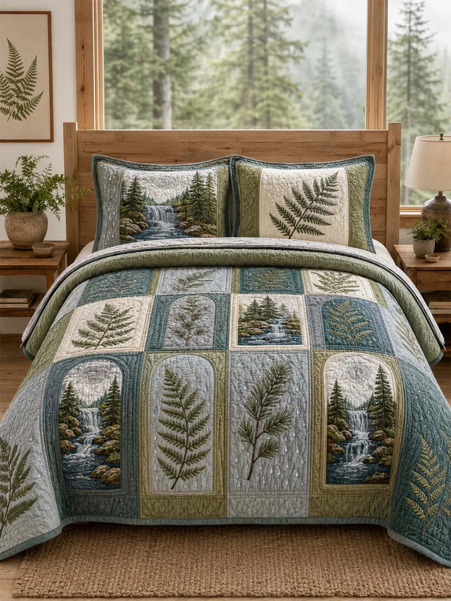 Pacific Northwest Forest Quilted 3-Piece Bedding Set