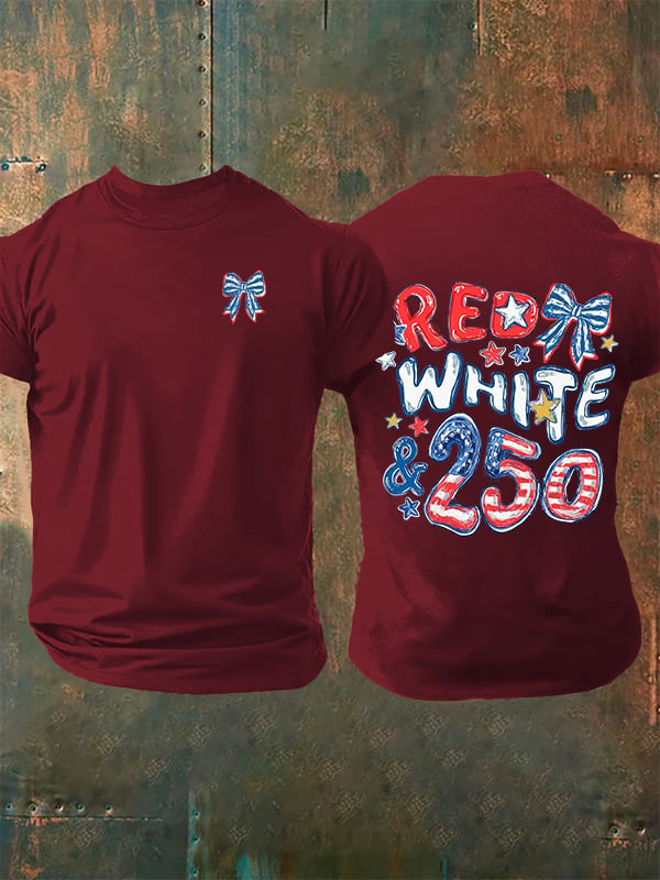 Men's RED WHITE &250 Print T-Shirt