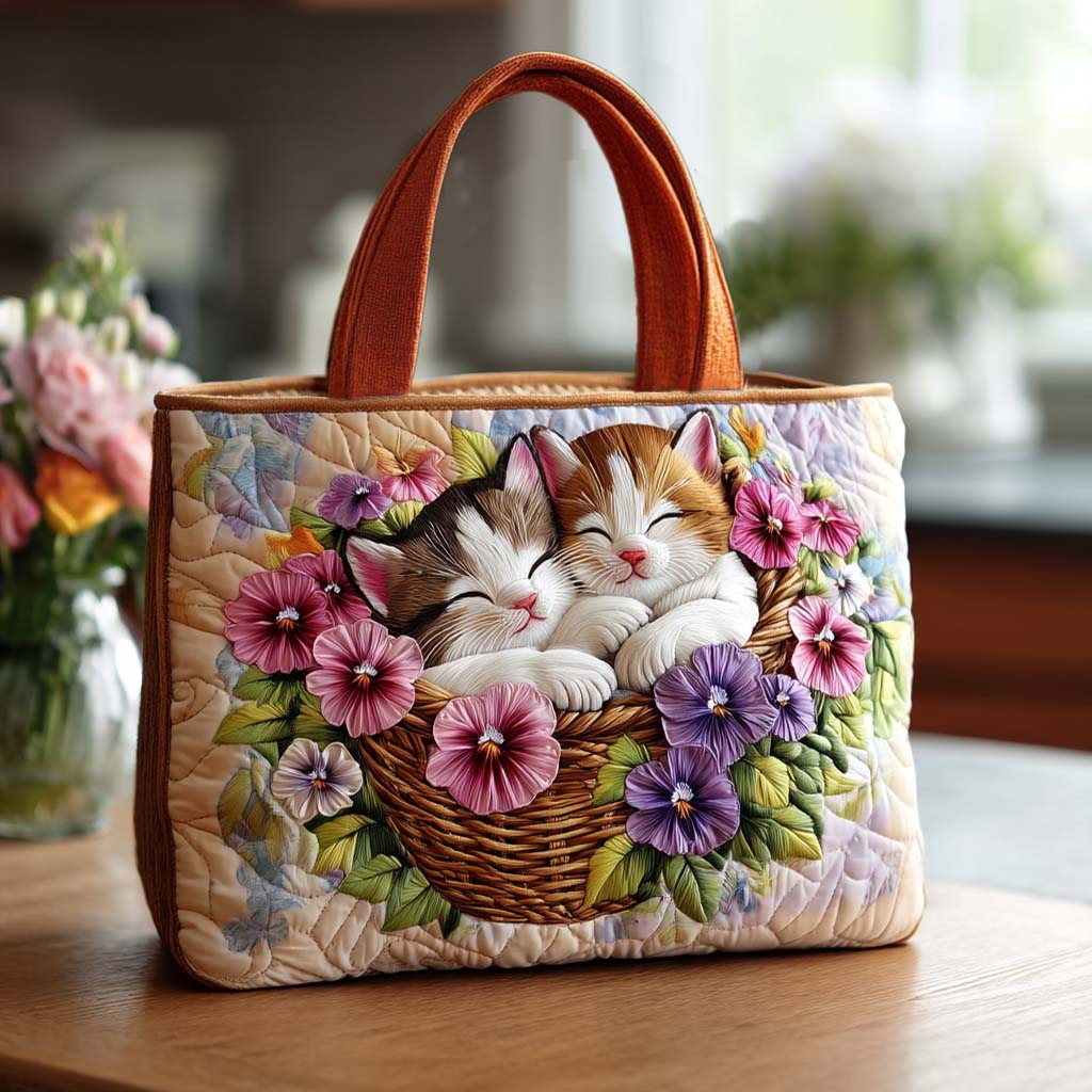 Cat Quilted Tote Bag NCU0VT218