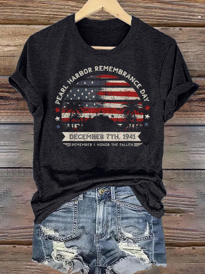 🔥Buy 3 Get 15% Off Women's Pearl Harbor Memorial Day Hawaii USA Flag Day of Infamy T-shirt