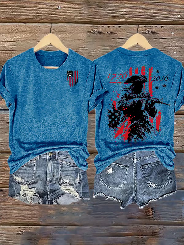 Women's 250th Anniversary Distressed American Flag 2-sided Shirt
