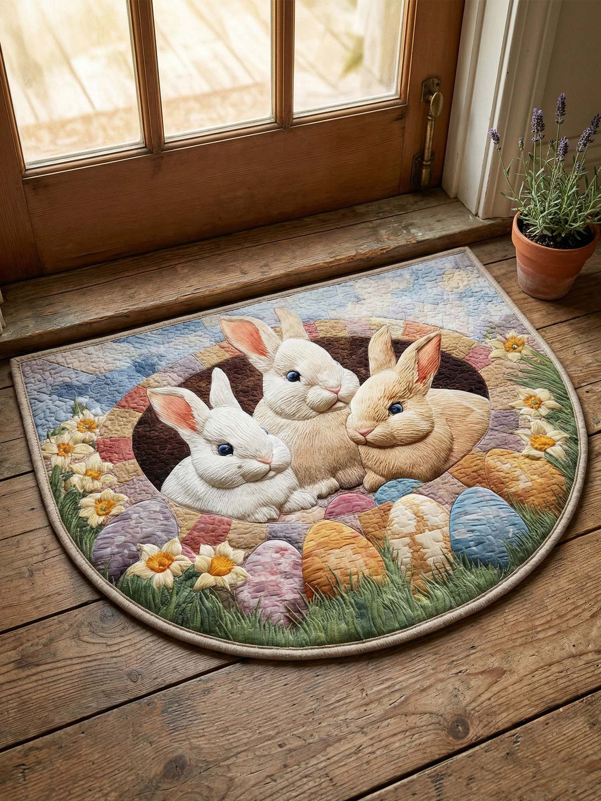 Easter Bunny and Egg Quilted Welcome Mat