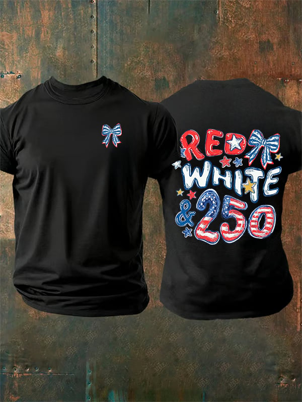 Men's RED WHITE &250 Print T-Shirt
