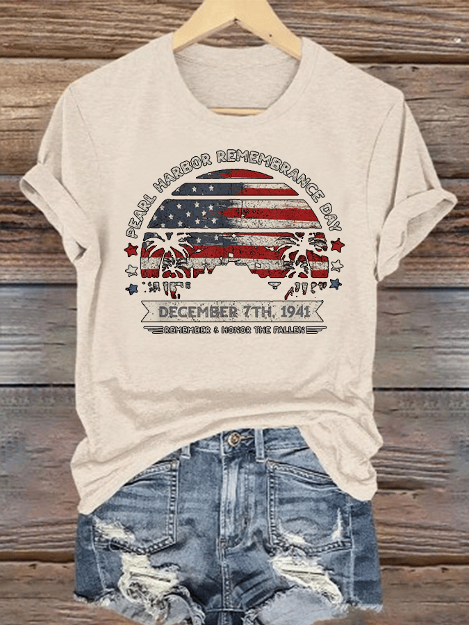 🔥Buy 3 Get 15% Off Women's Pearl Harbor Memorial Day Hawaii USA Flag Day of Infamy T-shirt