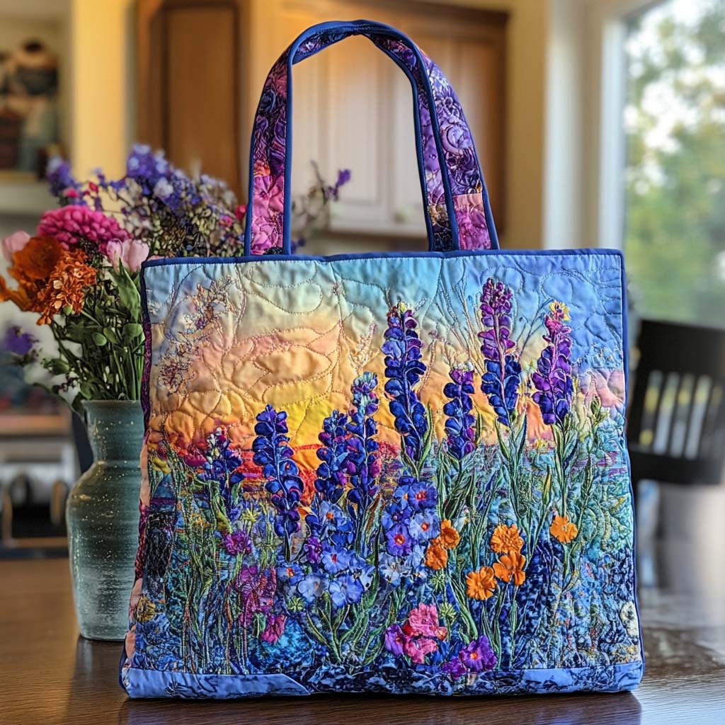 Bluebonnet Garden Song Quilted Tote Bag