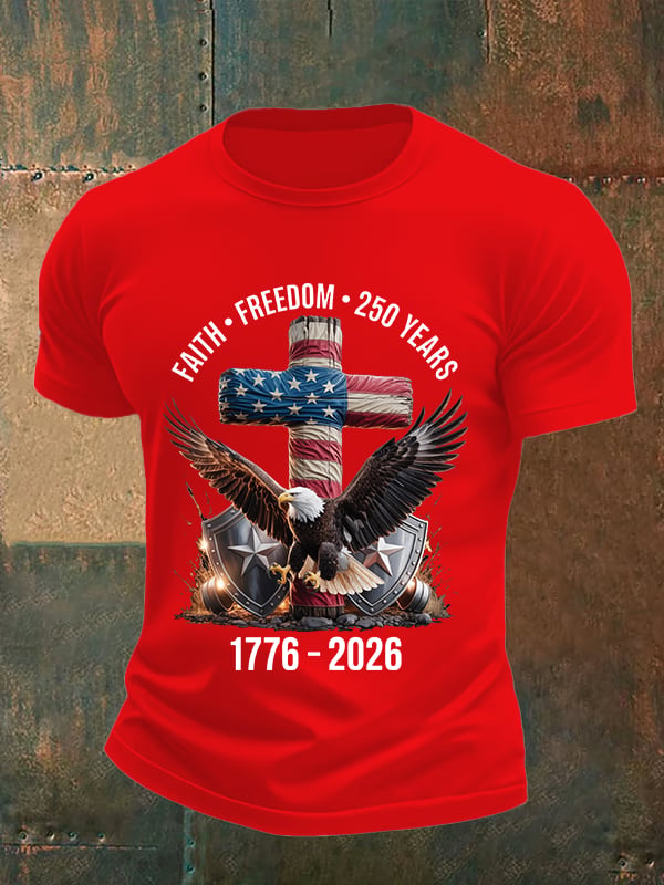 Men's Faith-Freedom-Legacy 250 years strong Print T-Shirt