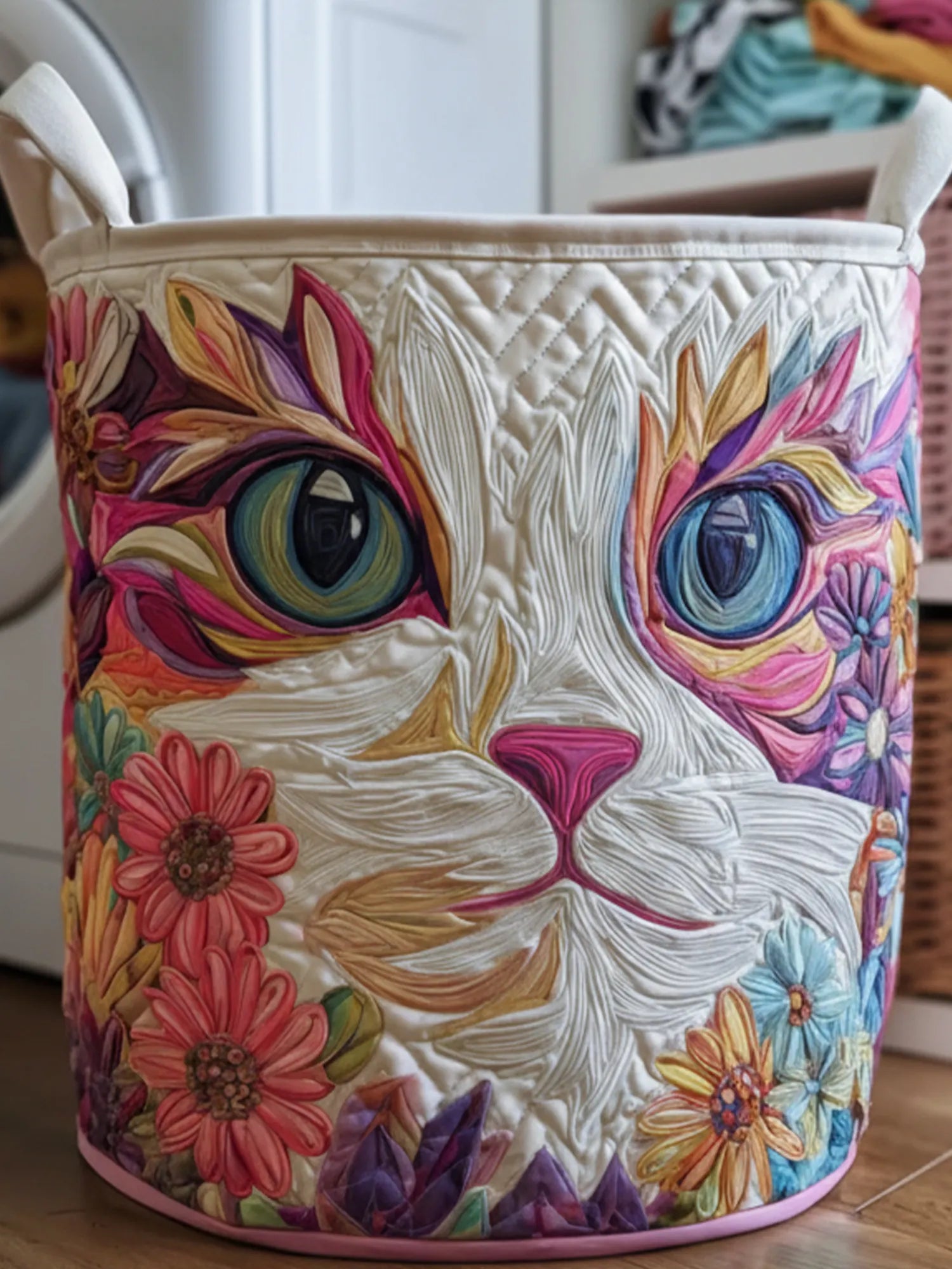 Catitude Quilted Laundry Basket