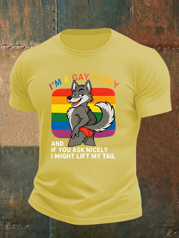 Men's I'm a gay furry Funny LGBTQ Pride Month Shirt