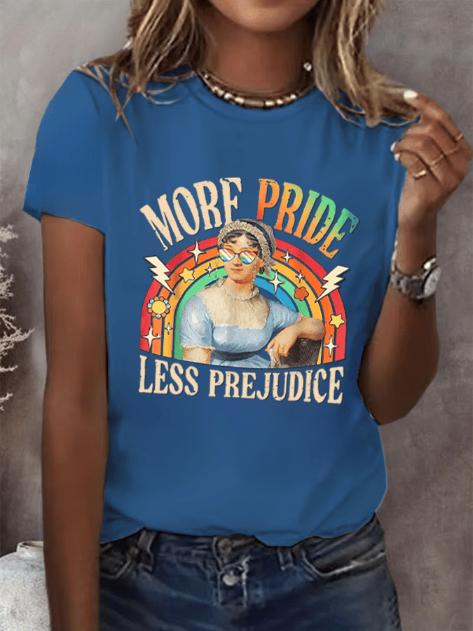 Women's Gay Month Rainbow Print Casual Crew Neck T-Shirt