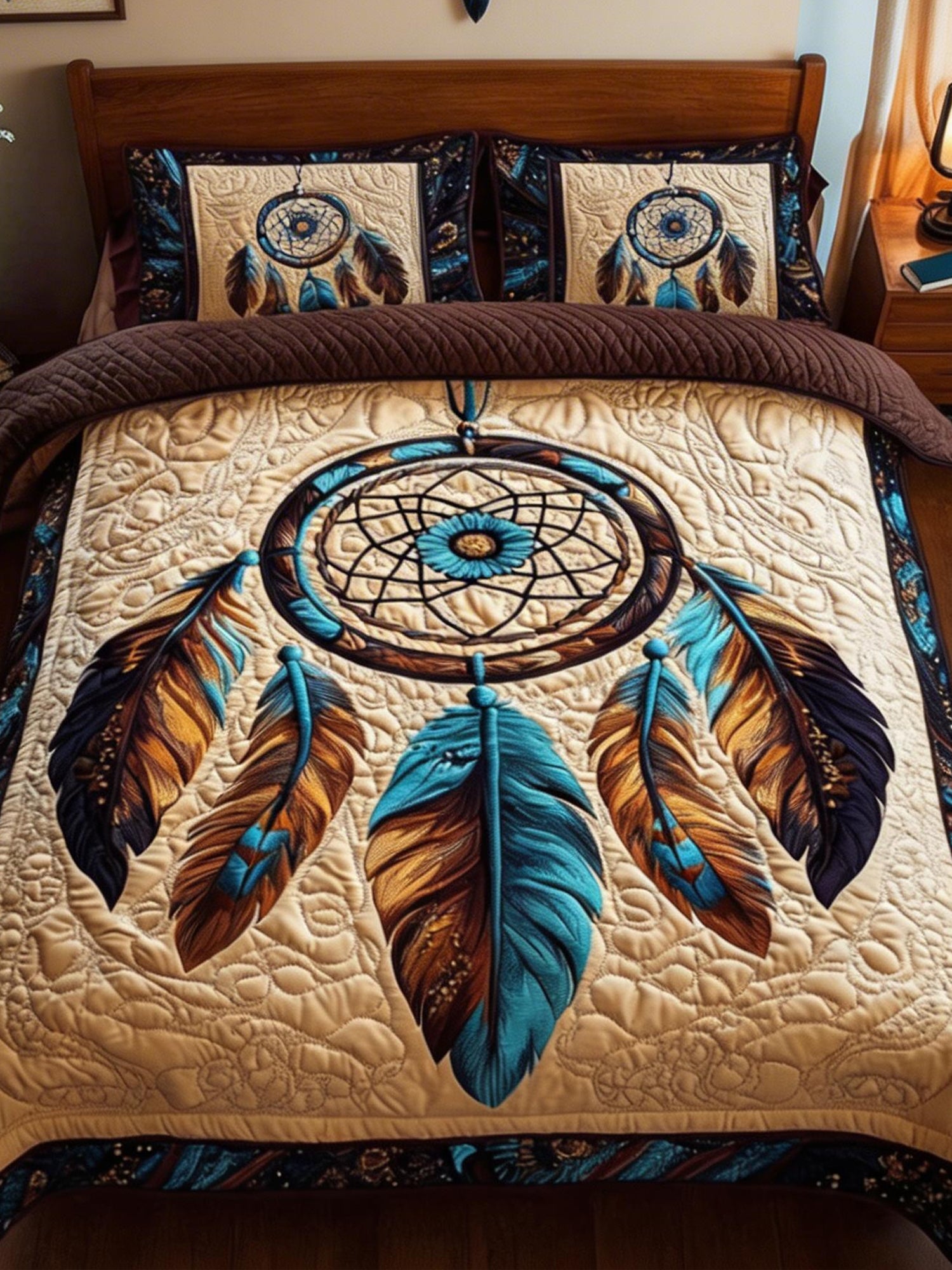 Mystical Feather 3-PieceQuilted Bedding Set
