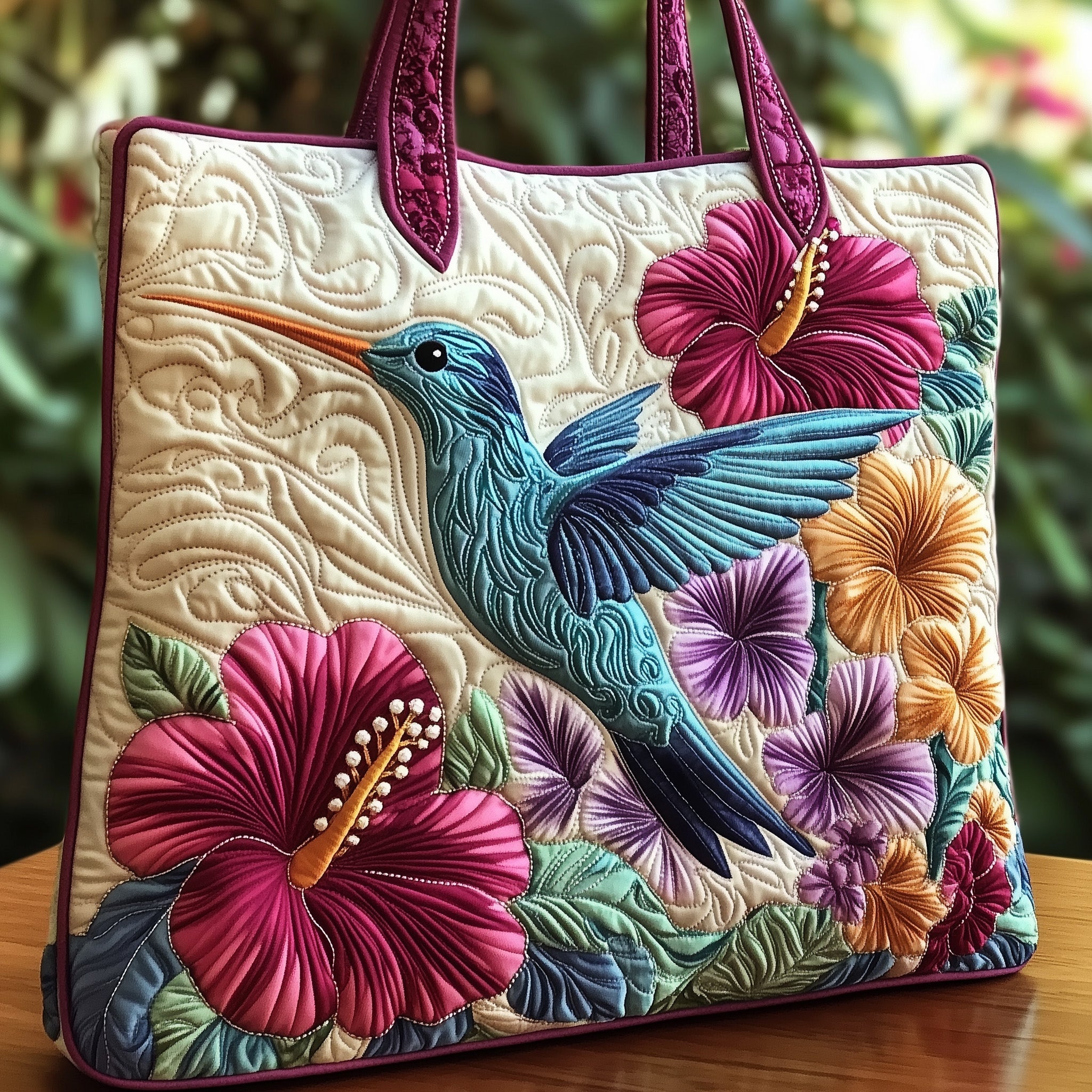 Elegance Hummingbird Quilted Tote Bag GFTOHD7924