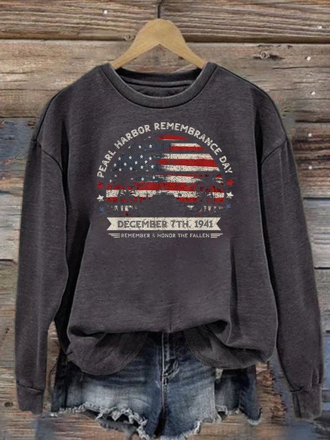 🔥Buy 3 Get 15% Off Women's Pearl Harbor Memorial Day Hawaii USA Flag Day of Infamy Sweatshirt