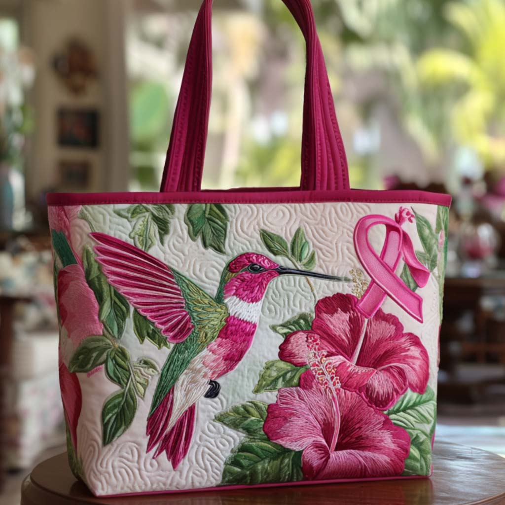 Pink Ribbon Quilted Tote Bag NCU0VT239