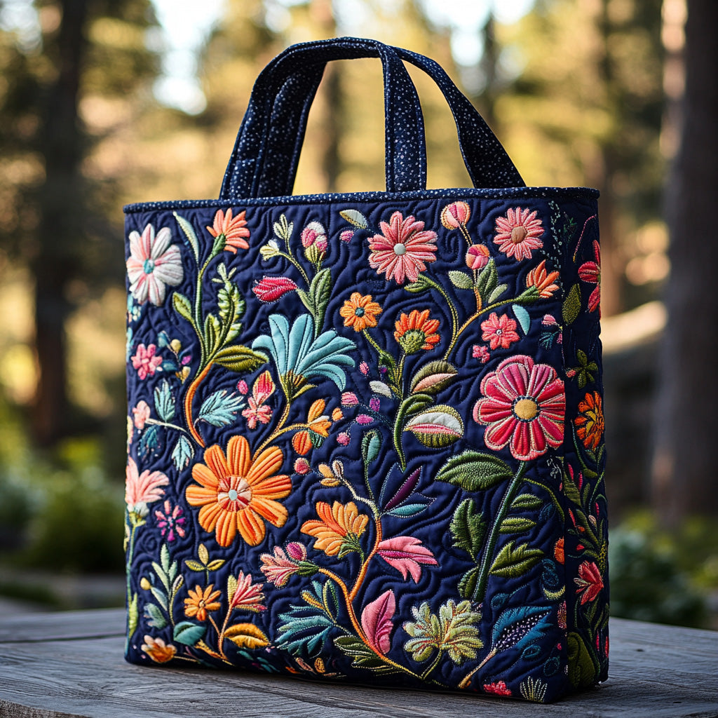 Wild Bloom Quilted Tote Bag