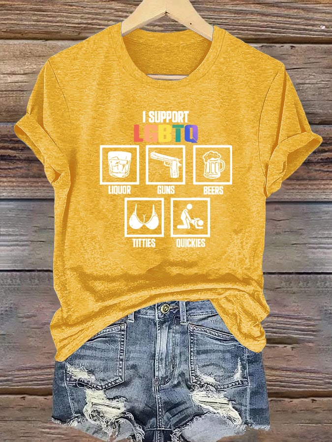 Women's I support LGBTQ Print T-shirt