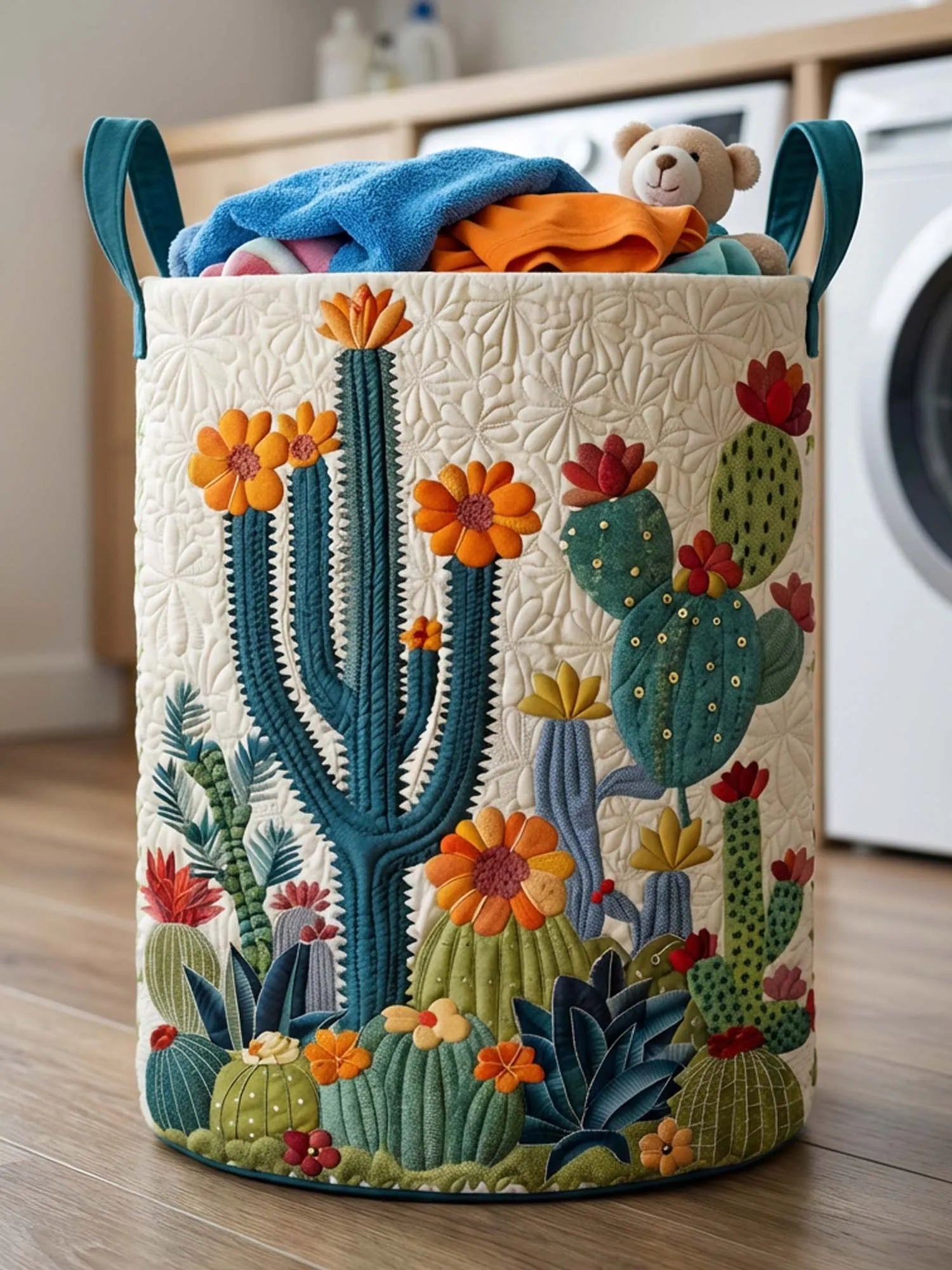 Cactus Quilted Laundry Basket