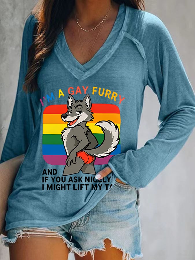 Women's I'm a gay furry Funny LGBTQ Pride Month Shirt